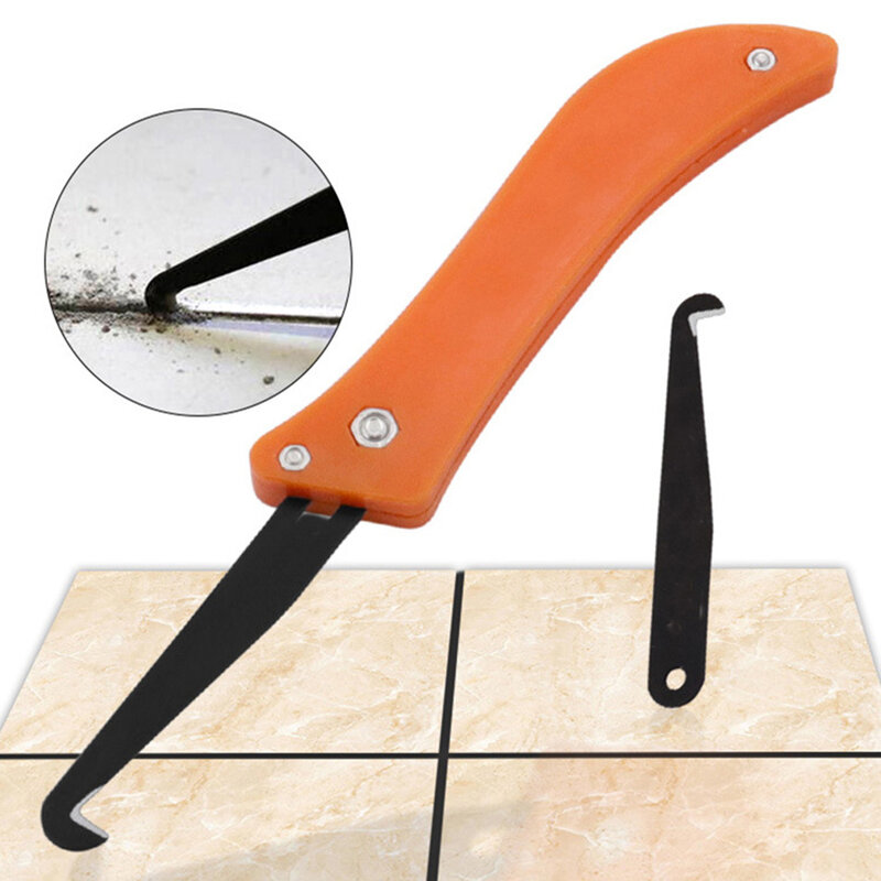 2 Pcs Ceramic Tile Gap Cleaning Tool Hook Blade Old-Grout Removal Hand Repairing Tools Renovation Construction Accessories Tools