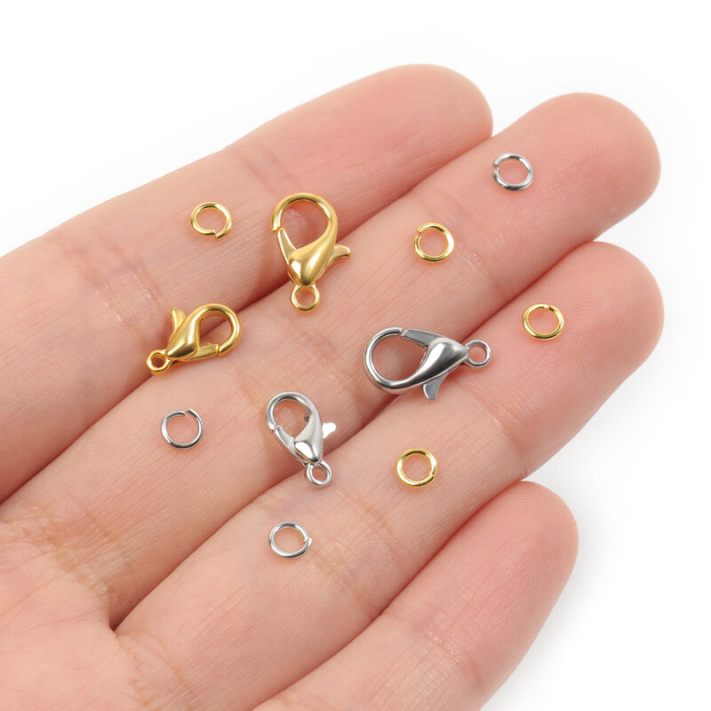 18k WhiteK Gold Color Metal Lobster Clasp Hooks Broken Ring End Connectors Necklace Bracelet Chain DIY Jewelry Findings 10pcs