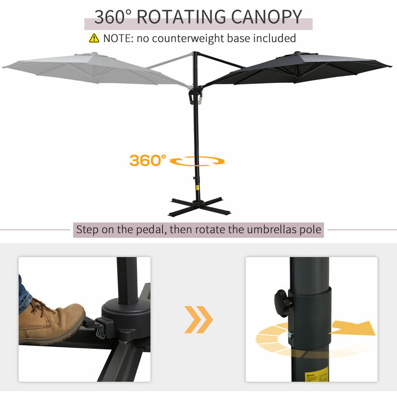 야외 베란다 캐노피 커버 우산 폴, UV 저항 및 360 회전