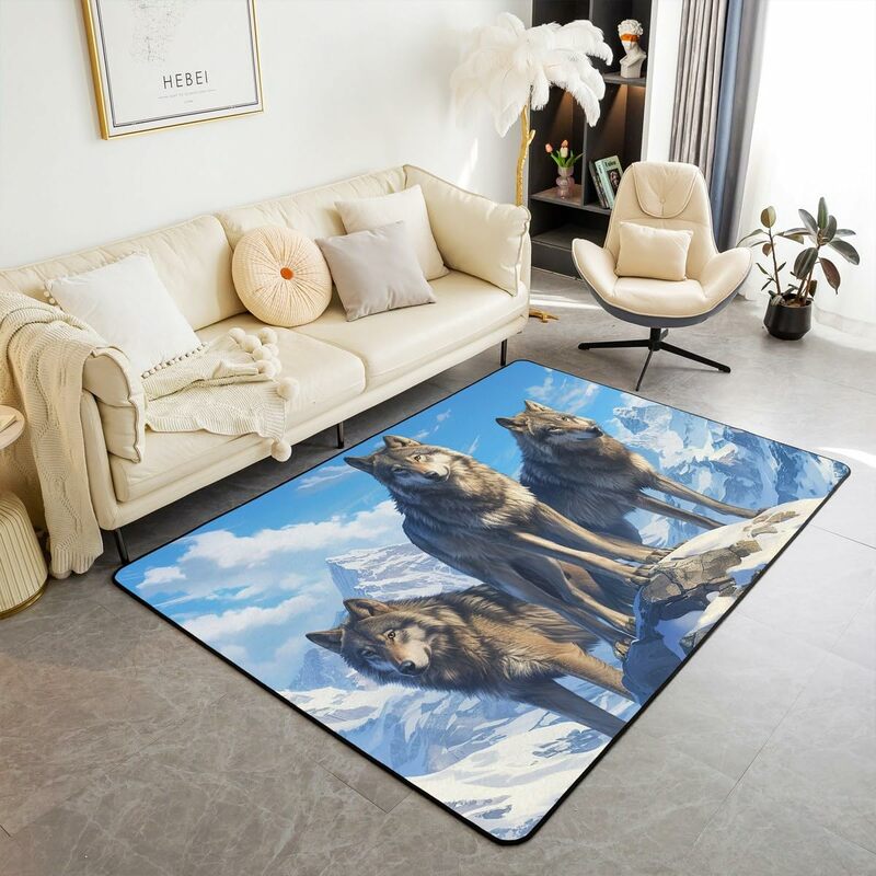3D Wolf Indoor Floor Mat, Tapete de animais selvagens para sala de estar, Banheiro, Quarto, Caça, Capacho, Floresta, Vida selvagem