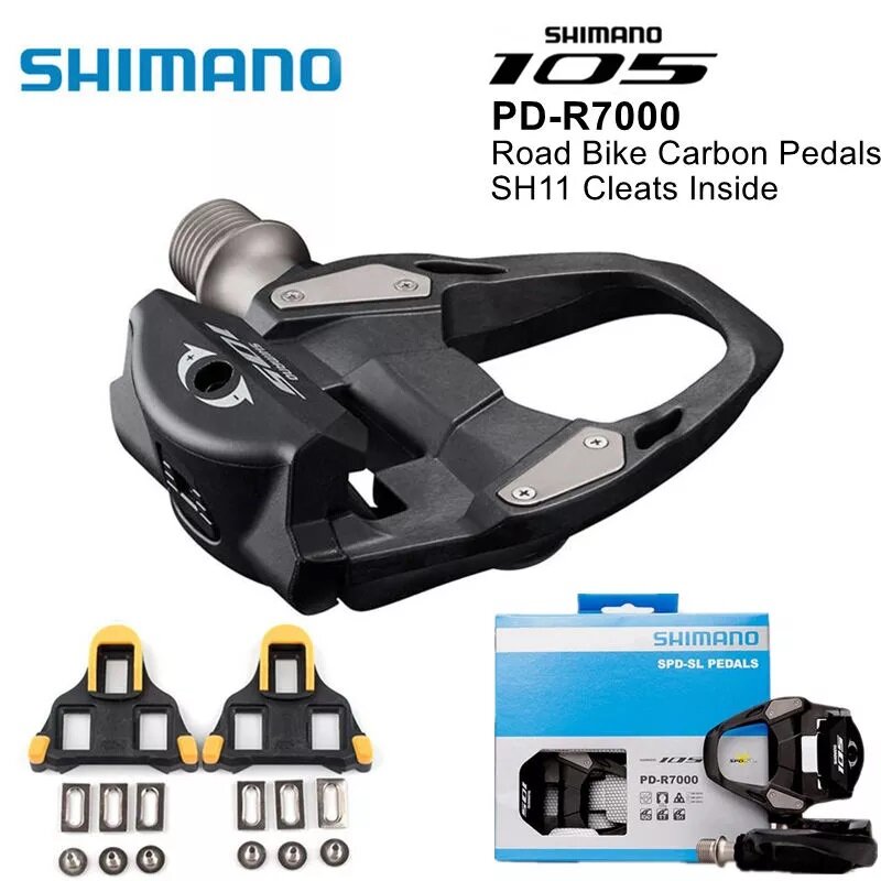 SHIMANO pedal sepeda karbon 105 PD R7000 PD-R8000, pedal sepeda penguncian otomatis dengan cleat SH11 SPD-SL R540