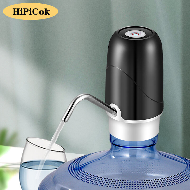 HiPiCok-bomba eléctrica portátil de agua, dispensador de agua de 19 litros, recargable por USB, automática