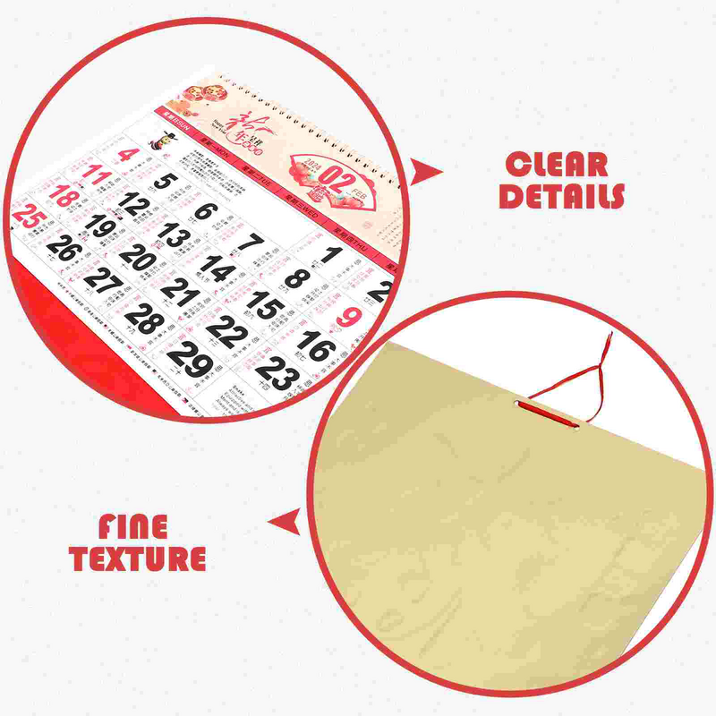Настенный календарь 2024, декоративные подвесные китайские новогодние календари, нежный ежемесячный большой золотой лист