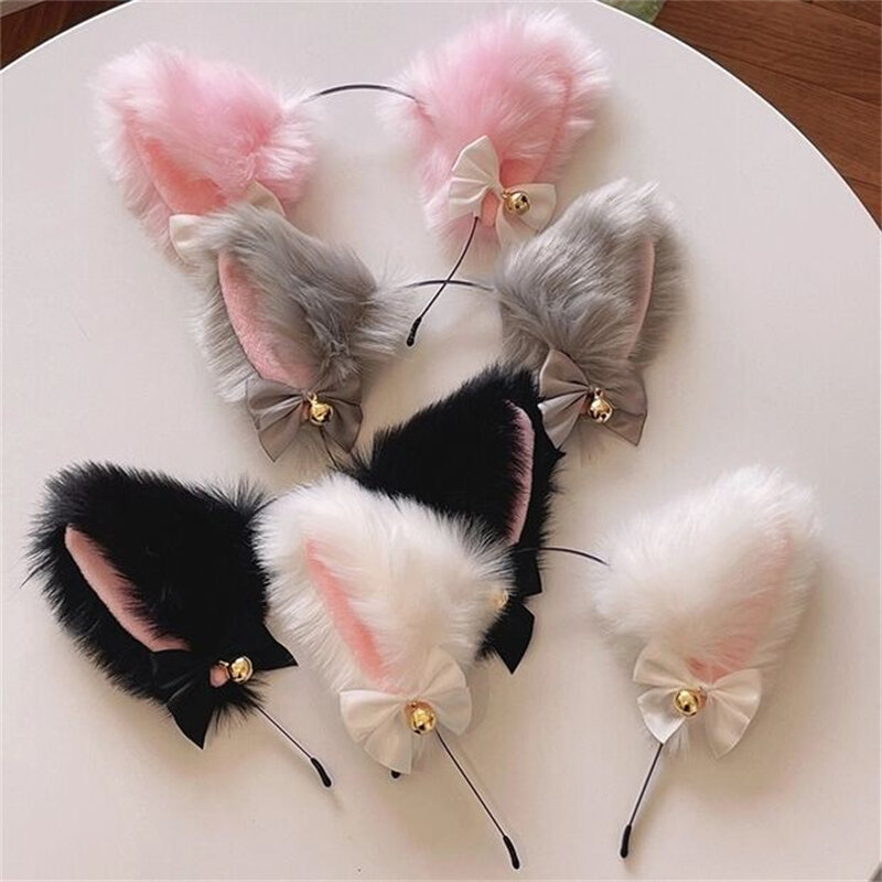 Bela Halloween Masquerade Cat Orelhas Headwear, Cat Ear Cosplay, Anime Party Costume, Bell Headband, Acessórios de Cabelo