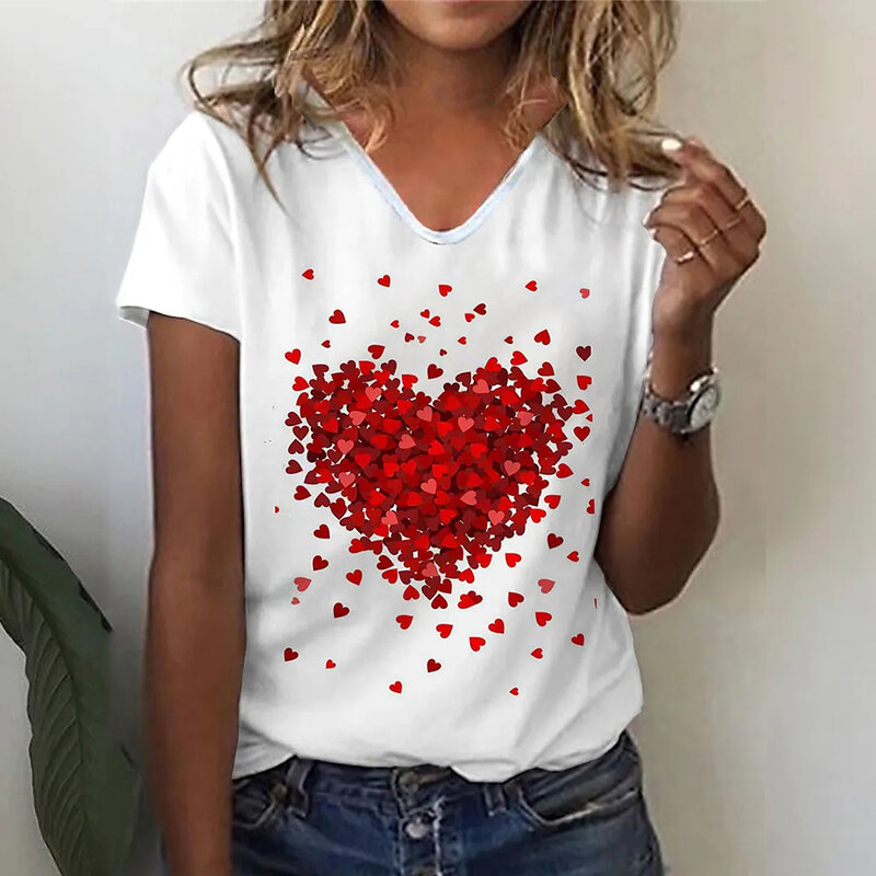 T-shirt imprimé Love pour femme, manches courtes, mode estivale, Harajuku