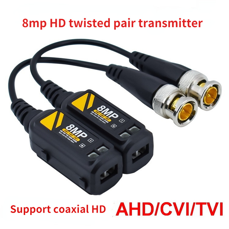 1Pairs 8MP BNC Video Balun Connector Transmission Twisted Pair Transmitter Cctv Cable Support HD 8MP AHD/CVI/TVI Camera
