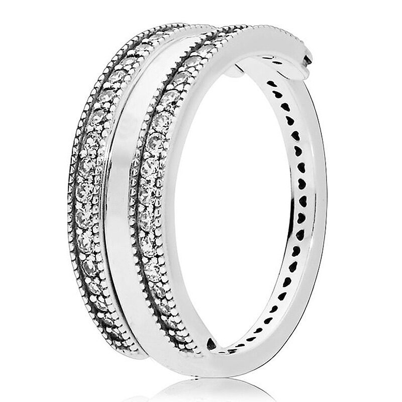 Cincin tebal tanda tangan ditinggikan, cincin perhiasan dua warna perak murni 925 baru untuk hadiah