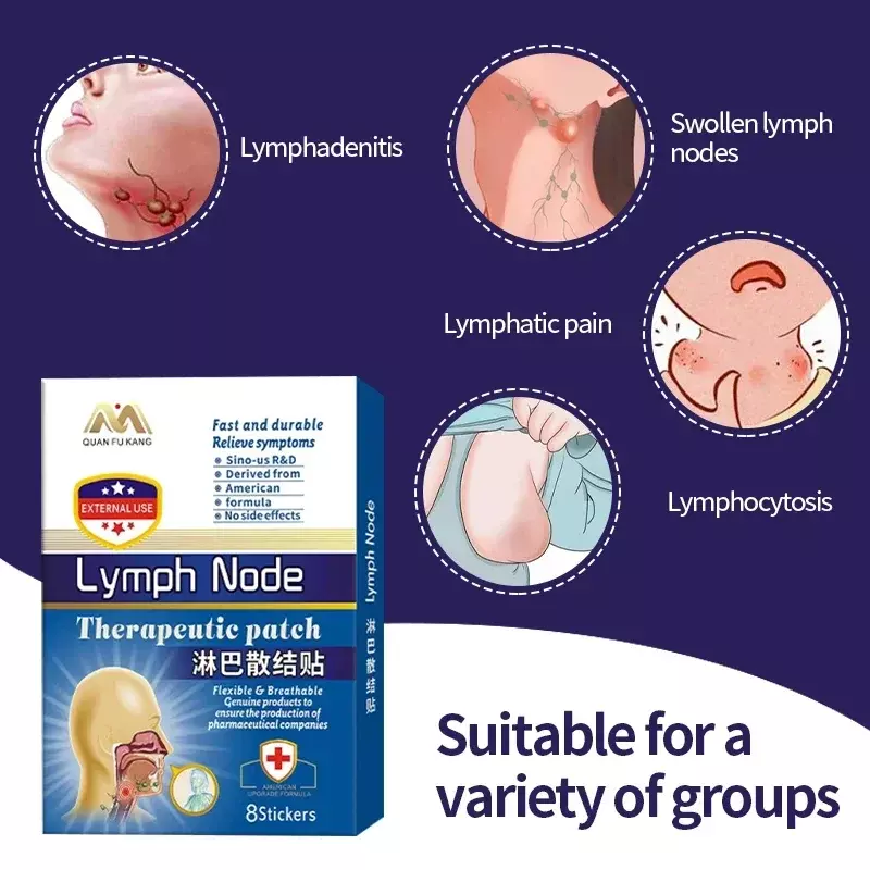 8Pcs Lymphatic Detox Herbal Patch Lymph Nodes Armpit Drainage for Neck Breast Anti-swelling Treatment American Medicine