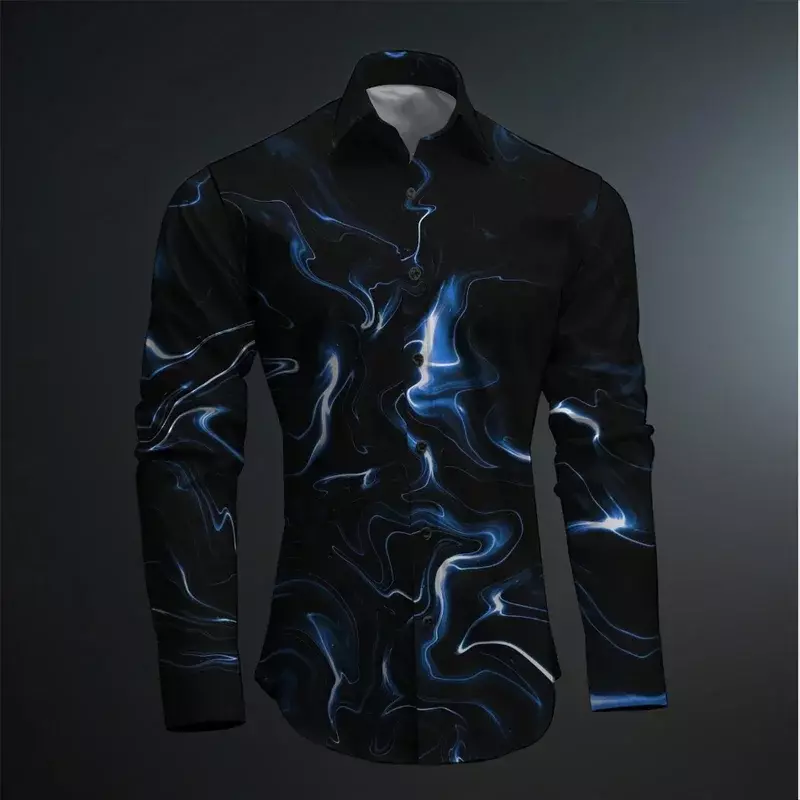 Geometrische 3d Print Color Block Abstracte Mode Casual Heren Shirt Party Lente Zomer Revers Met Lange Mouwen 13 Kleuren Lar