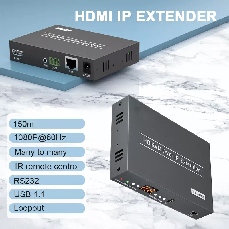 60M HDMI Extender Cat5e Cat 6 Ethernet UTP HD To Lan Converter 1080P 60Hz EDID ตัวรับสัญญาณ POC TX RX