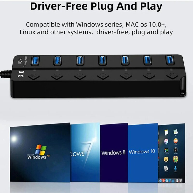 高速USBドッキングステーション,スイッチ制御付きUSBスプリッター,5gbps,7-in-1,ラップトップ5gbps,macbook pro