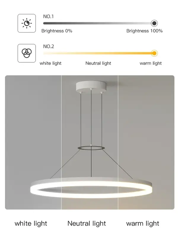 Modern Minimalist Led Pendant Lamp For Living Room Bedroom Dining Kitchen Black Ring Hanging Ceiling Chandelier Lighting Fixture