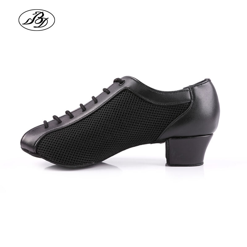 BD Sepatu Dansa AM5 Wanita Sneaker Hitam Sepatu Latin Ballroom Sepatu Mesh Persegi Besar Tumit Pengajaran Sepatu