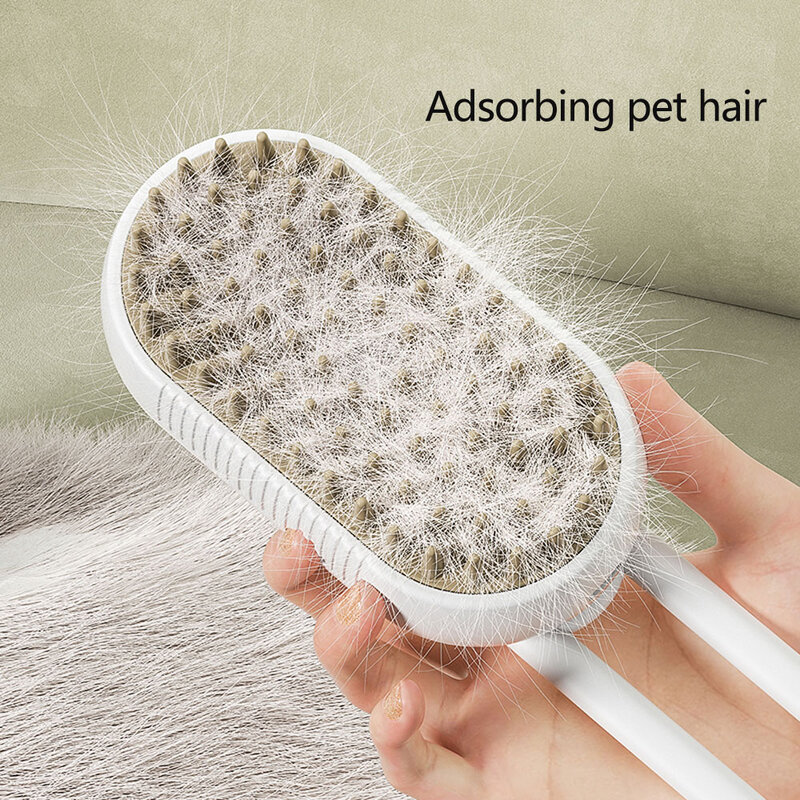 3 em 1 escova fumegante para o cabelo do cão e do gato, escova do steamer para a massagem e grooming, acessórios do animal de estimação