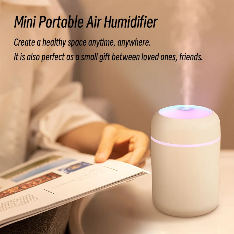 Pelembap udara Xiaomi, 300ml H2O, Pelembab udara Mini portabel, USB, penyebar Aroma dengan kabut dingin untuk kamar tidur, Pembersih Tanaman mobil