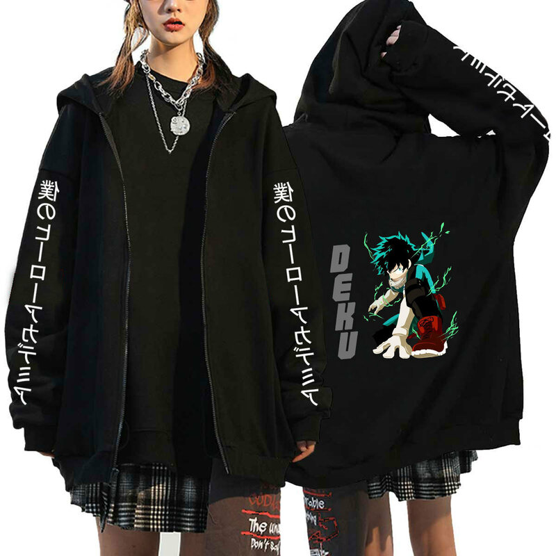 Hoodies com zíper meu herói academia jaquetas homens mulheres katsuki bakugoanime zip up hoodie hip hop outono casacos de inverno masculino