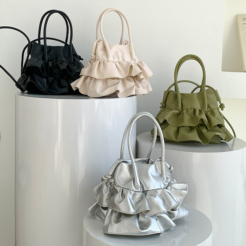 Tas selempang Mini desain lipat untuk wanita, tas tangan dan dompet wanita, tas bahu desainer mewah Korea Y2K 2024