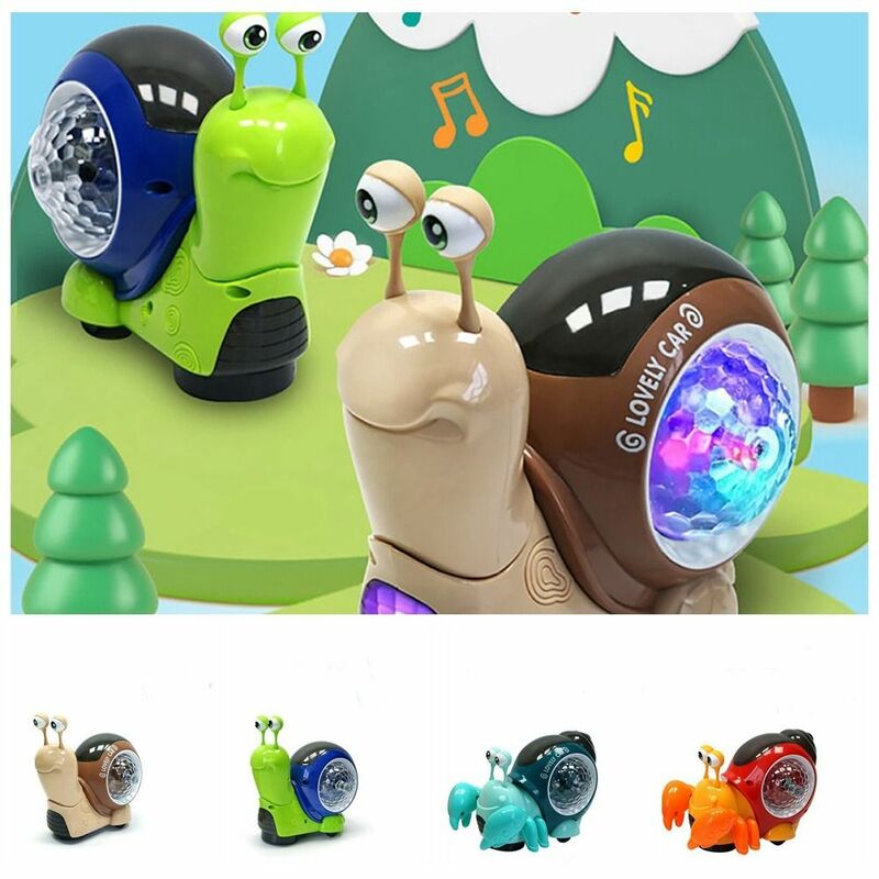 Juguete de plástico con música LED para caminar, juguete educativo para bailar el cangrejo ermitaño, con movimiento de caracol