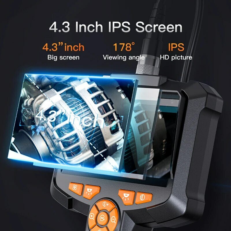 Промышленная камера-эндоскоп 4,3 дюймовый экран IPS IP67 Водонепроницаемый HD1080P 8 мм объектив трубы канализации Инспекционная камера бороскоп для автомобиля