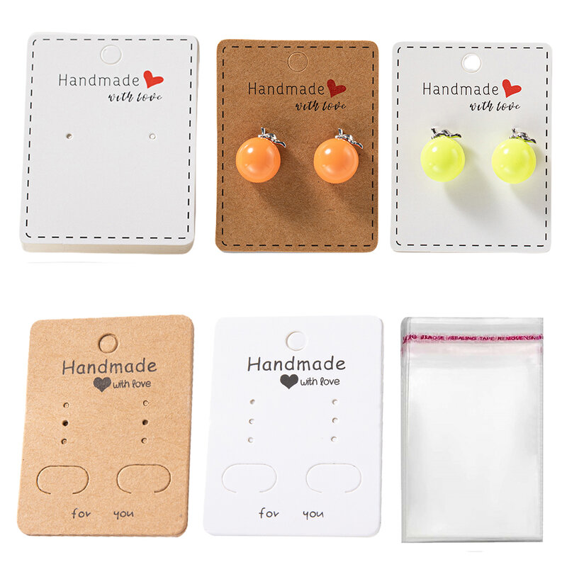 50Pcs Earring Display Cardboard Holder Cards For Jewelry Selling Organizer  Self-Seal Packaging Hang Tag Packaging Supplies