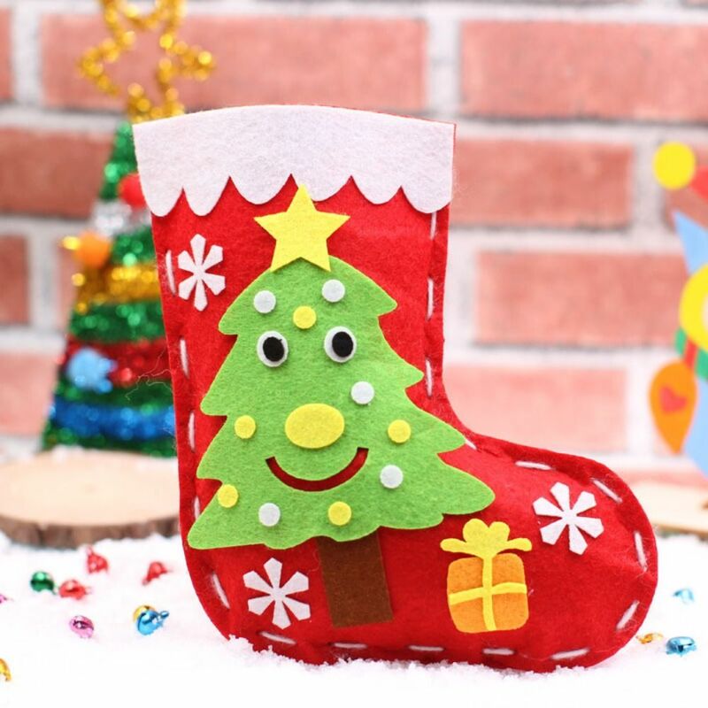 Bolsa de alce portátil de tela no tejida para Navidad, muñeco de nieve, Papá Noel, árbol de Navidad, bolso de regalo de dulces hecho a mano
