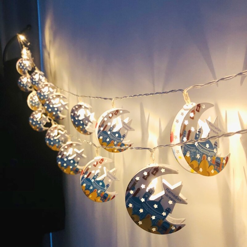 Gurban perlengkapan pesta Idul Fitri, Islami Ramadan Kareem dekorasi lampu lentera tali Led dekorasi Ramadan
