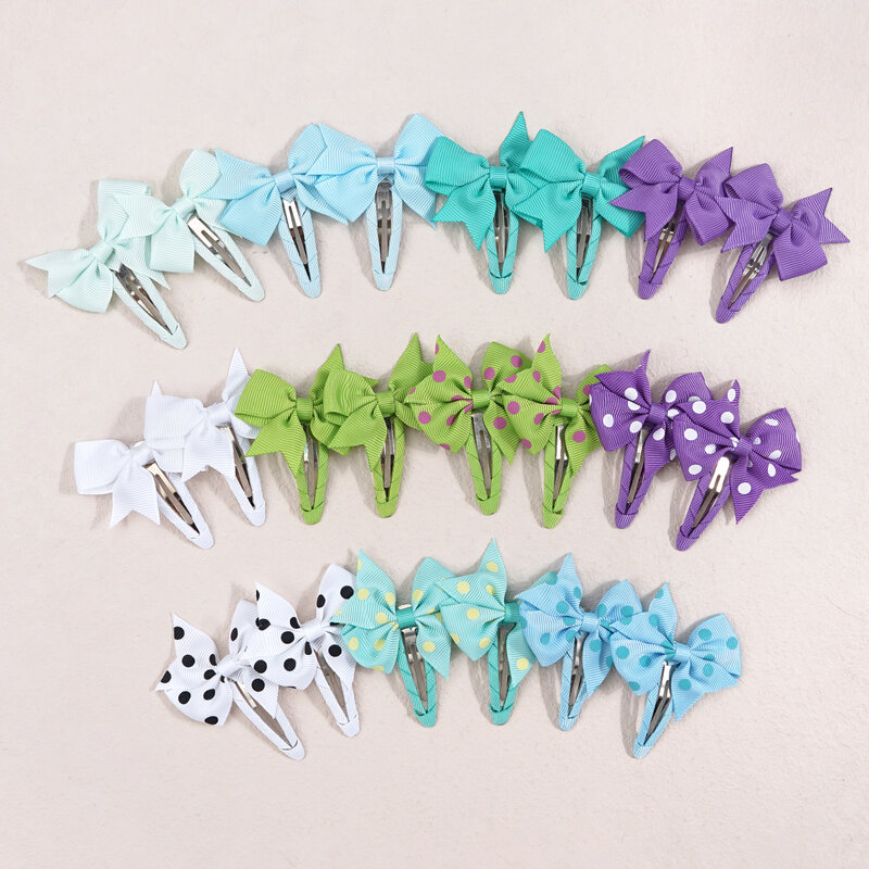 20pcs Snap Hair Clips with Bows Boutique Grosgrain Ribbon 2 Inch Hair Bows No Slip Hair Barrettes for Infant Toddlers Baby Girl