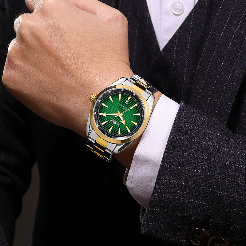 Relógio de pulso masculino de quartzo, relógio de negócios masculino, relógio casual com pulseira, data calendário, relógios luminosos