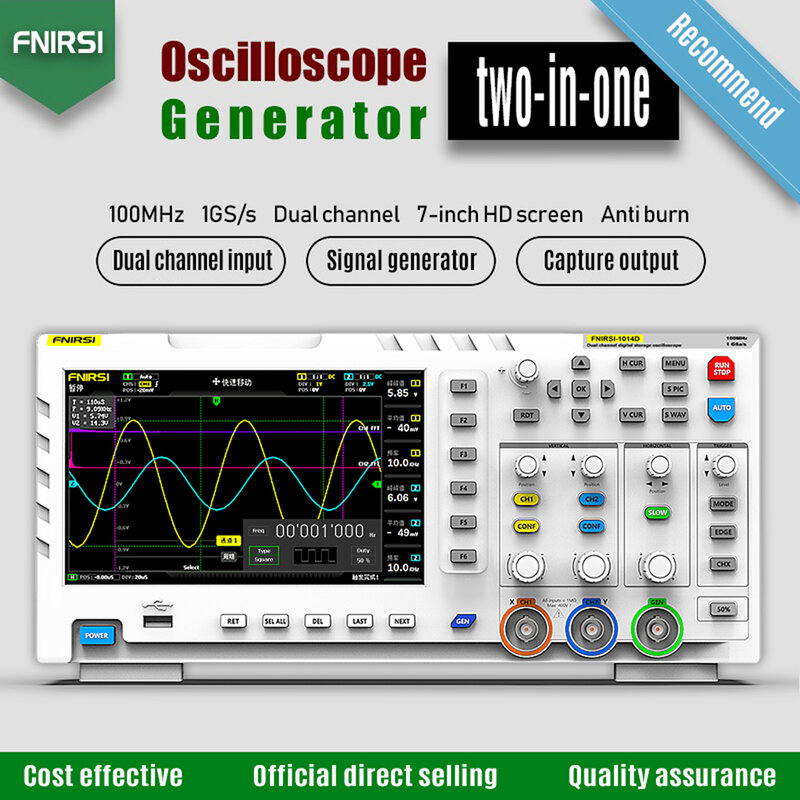 Fnirsi 1014d tragbares digitales Oszilloskop osciloscopio digitales Multimeter 100MHz * 2 2 in 1 Zweikanal-Eingangs signal generator