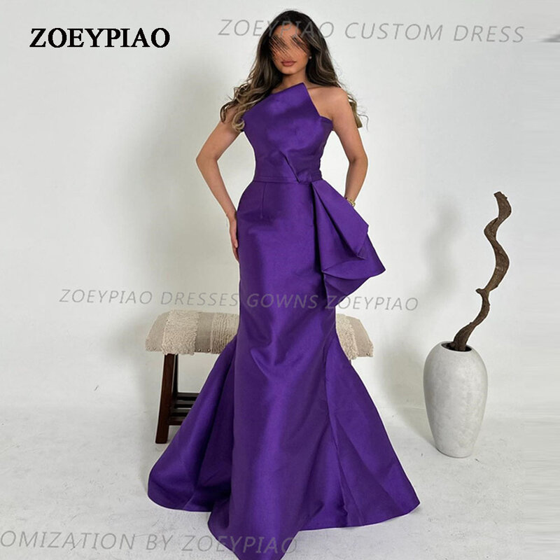 Vestido de noche largo de sirena para mujer, traje elegante de color púrpura oscuro, Sexy, sin mangas, Formal, con lazo frontal, trompeta, 2024