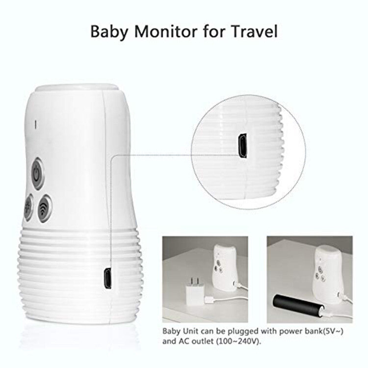 2.4Ghz Draadloze Babyfoon Kleine Draagbare Audio Babyfoon Twee-weg Audio Functie Intercom Oplaadbare Batterij Babysitter