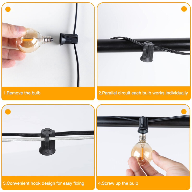 Sphoon 15M 20M Connectable LED String Light E12 Base G40 IP44 Waterproof Dimmable Garland Garden Wedding Fairy lights Home Decor