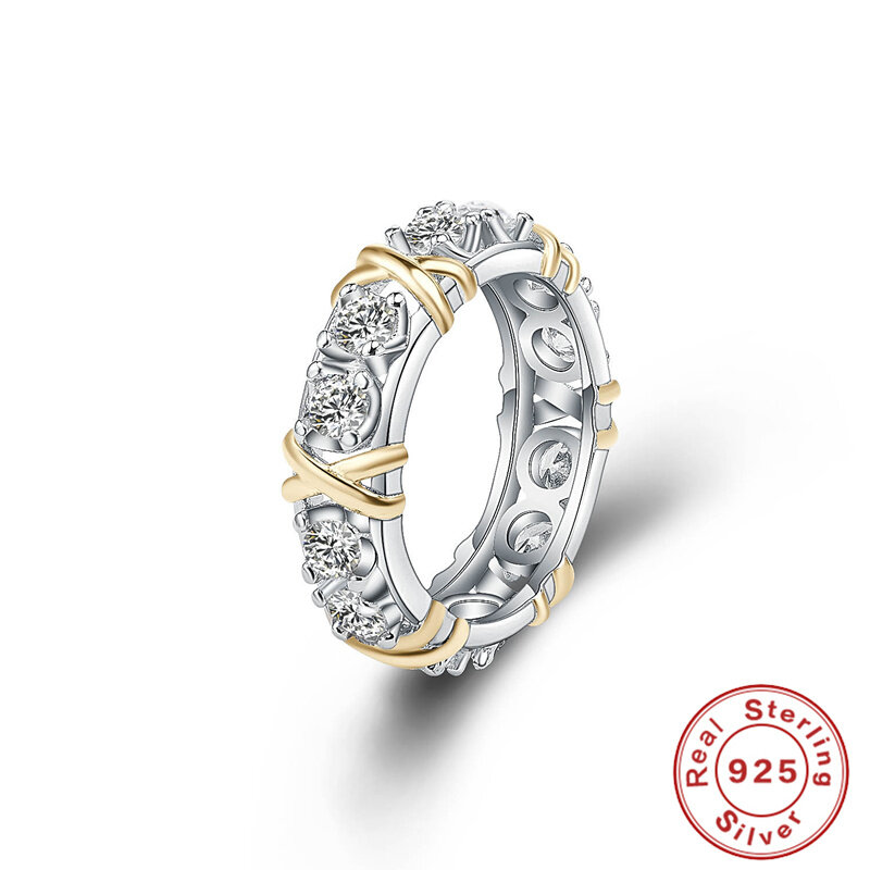 925 Sterling Silber Ringe Gold Trennung Intarsien Zirkon Ringe Für Frauen Glamour Schmuck Engagement Hochzeit Geschenke