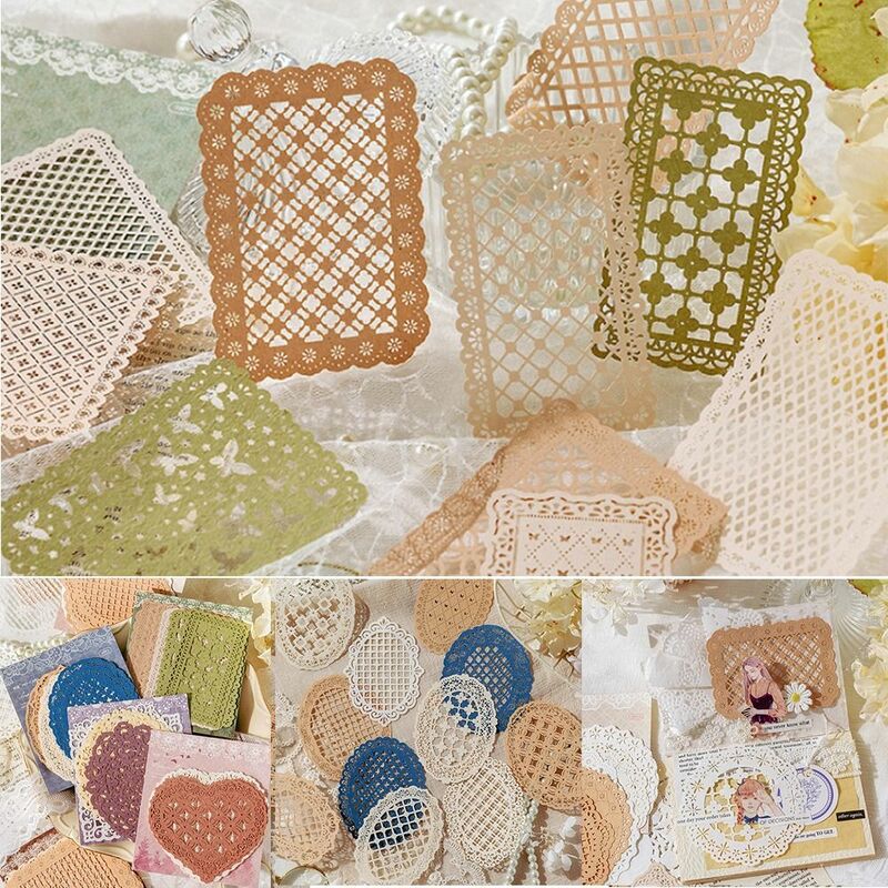 10pcs/pack Hollow Out Hand Lace Lace Paper Scrapbooking Material Paper Journal Diary Decor Collage Paper Scrapbook Supplies