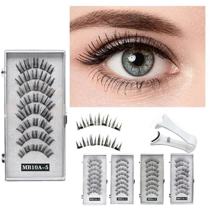 3D Natural Magnetic Eyelashes ,With 5 Magnetic Lashes Shipping Handmade Drop False Support Eyelashes Magnetic Reusable H8Y7