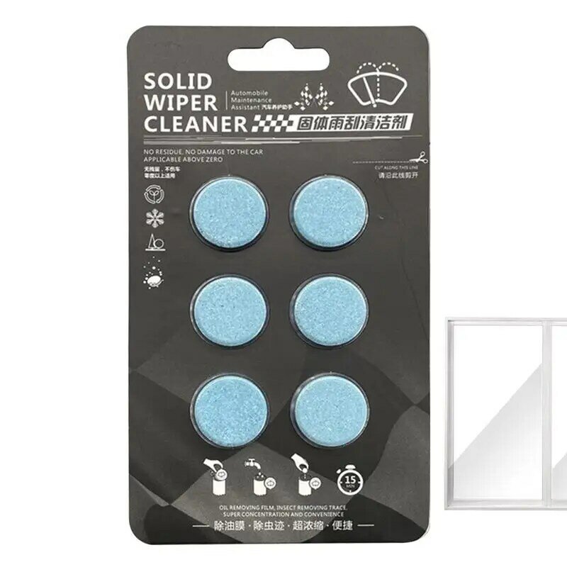 Concentrated Washer Fluid 6pcs Remove Glass Stains Concentrated Effervescent Wiper Tablet Removes Glass Stains For Glass