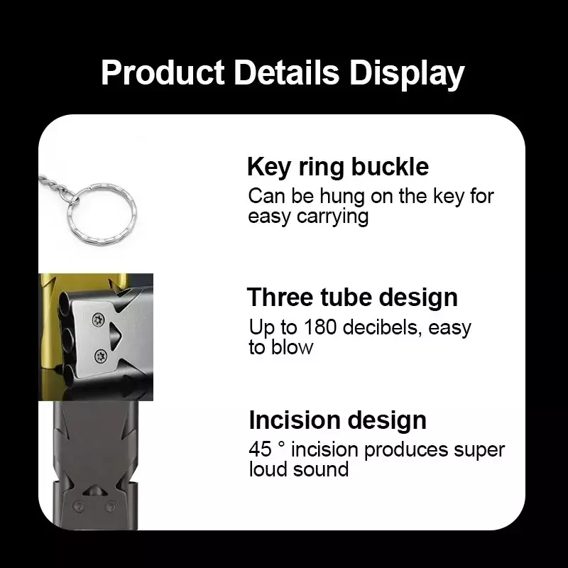 Double Pipe Pendant Keychain, alta decibel, sobrevivência ao ar livre, apito de emergência, Camping Tool, Multifunction, 1 Pc