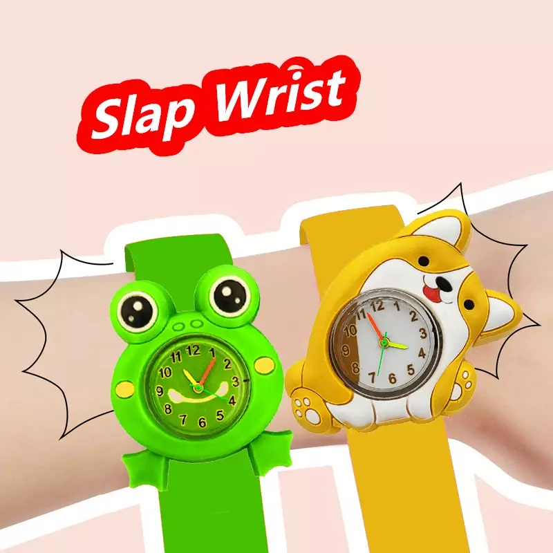 Reloj de dibujos animados en 3D para niños y niñas, pulsera de Slap, juguete de tiempo de aprendizaje para bebés, regalos de cumpleaños