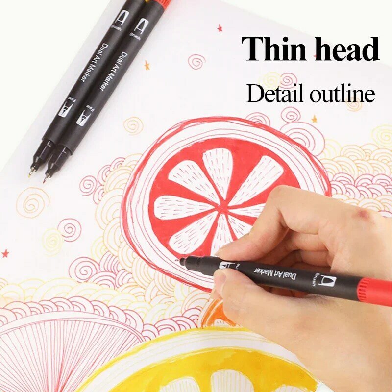 Professionale 48/60/72/100/120 colori doppi suggerimenti pennello acquerello pennarelli pennarelli pennello morbido Manga Anime schizzo disegno pennarello