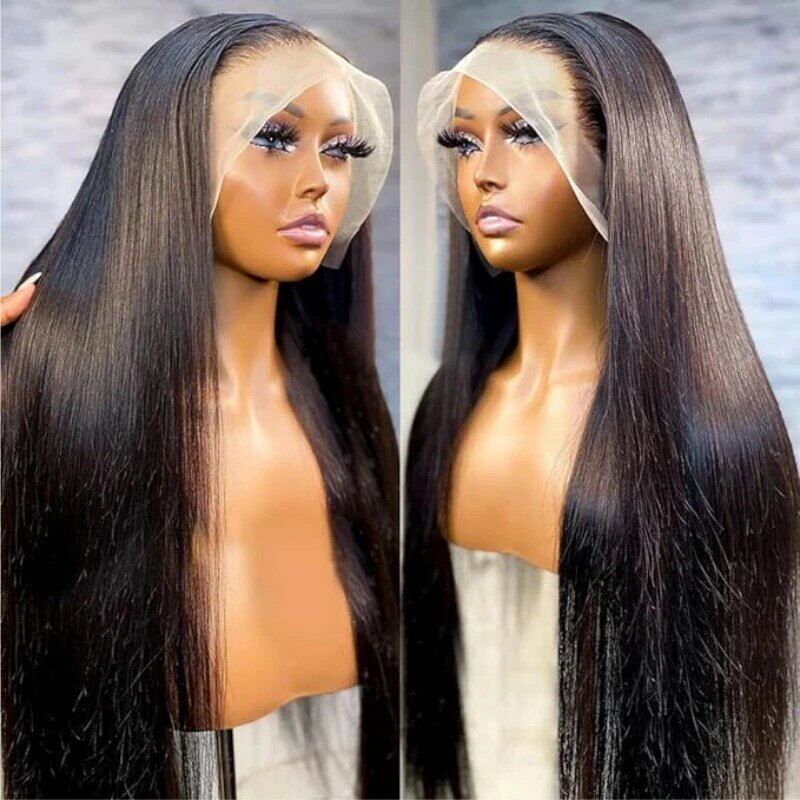 Perruque Lace Front Wig Brésilienne Naturelle, Cheveux Lisses, 4x4, 13x4, 13x6, Pre-Plucked, 360 de Densité, pour Femme