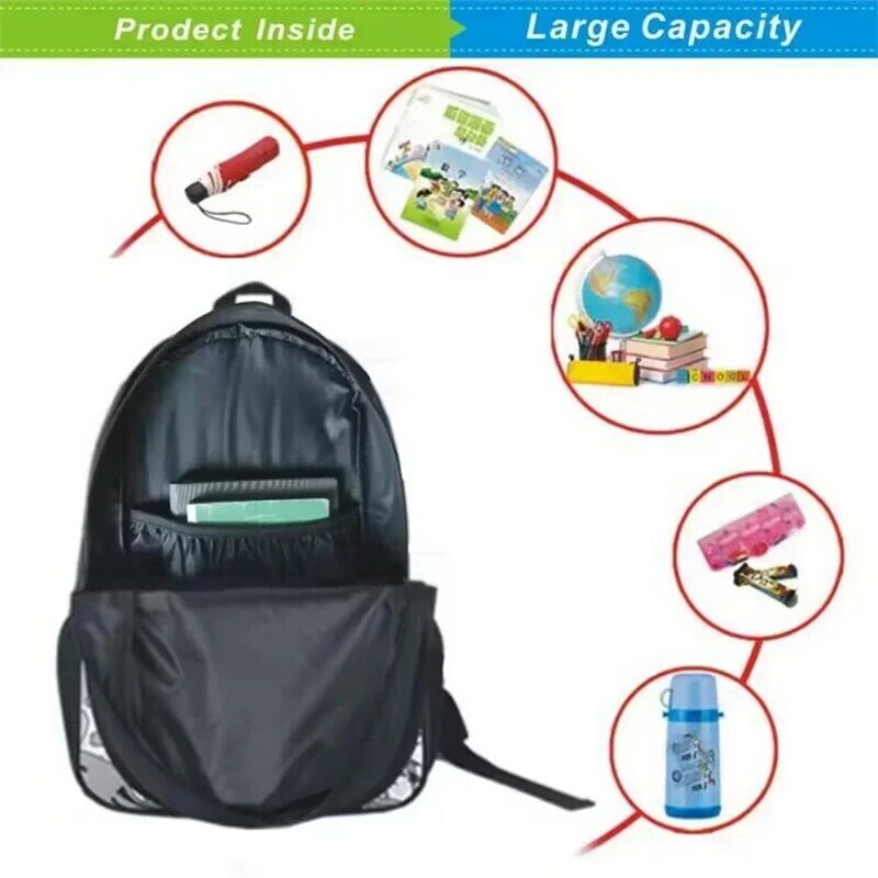 Conjunto de 3 piezas, mochila escolar con estampado 3D de fútbol, bolsos de hombro, estuche para lápices, mochilas escolares con estampado de fútbol para niños y niñas de grado 1-3