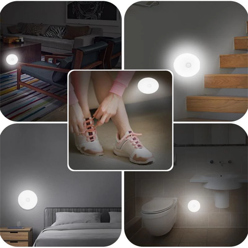Lampe LED aste avec capteur de mouvement, veilleuses USB, lampe ronde pour chambre, cuisine, escalier, couloir, garde-robe, éclairage de tableau chi