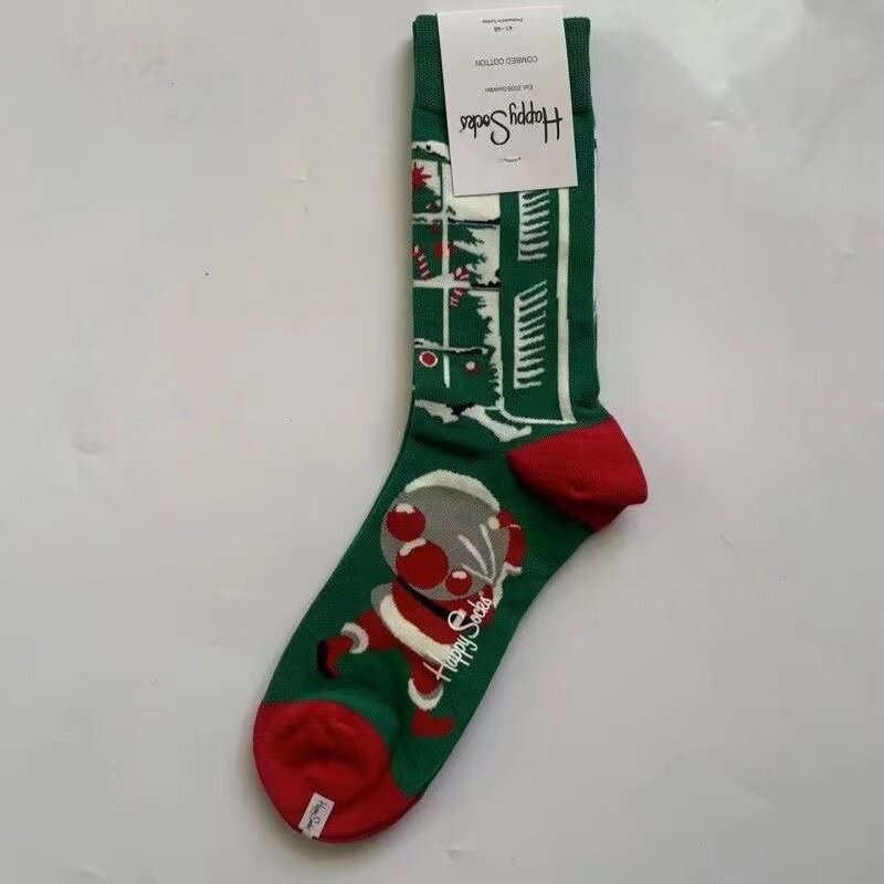 ถุงเท้าคริสต์มาสผู้ชายถุงเท้าแปลกใหม่ของขวัญคริสต์มาสถุงเท้ายาวถุงเท้าความสุข