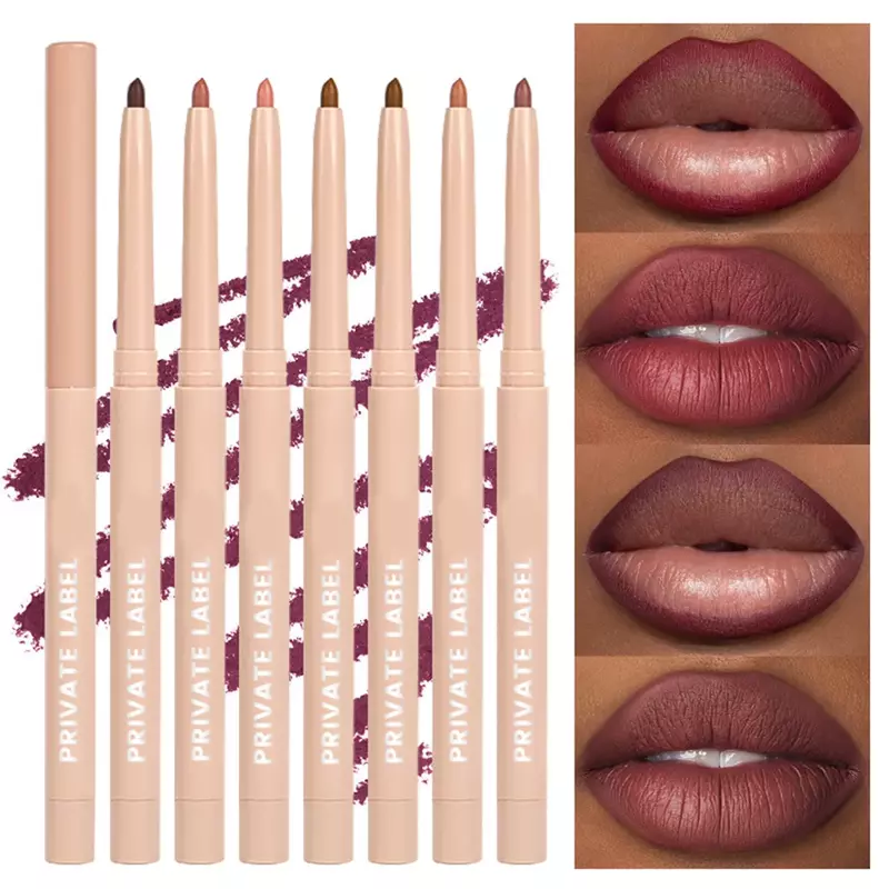 1g Custom Bulk Creamy Lip Liner Private Label 12-Color Pink Tube Matte Waterproof Pigment Plumper Long-lasting Moist Lips Makeup