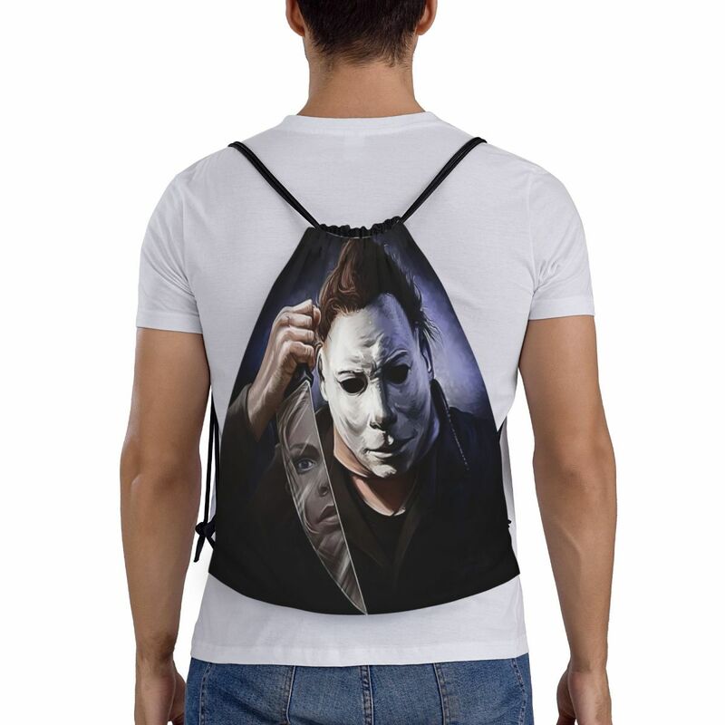 Halloweenowy Horror Michael Myers torby ze sznurkiem kobiet mężczyzn składany plecak treningowy na siłownię