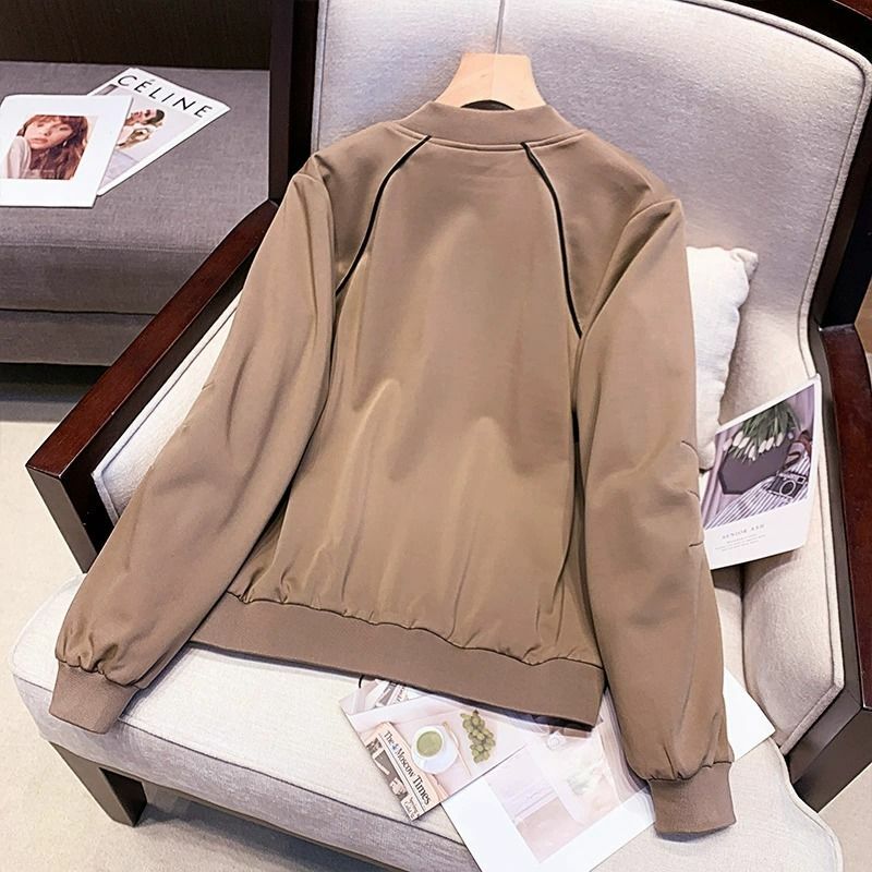 Куртка женская короткая, весна-осень 2024, новая Корейская версия, бейсбольная повседневная куртка
