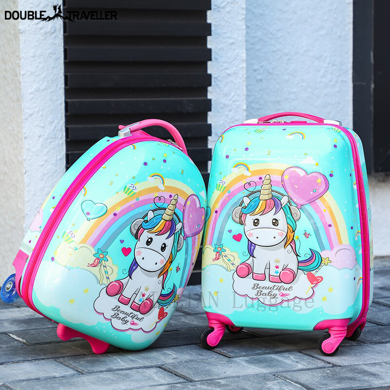 Maleta de viaje para niños, maleta con ruedas giratorias de 16 y 18 pulgadas, con dibujos animados bonitos, ideal para regalo