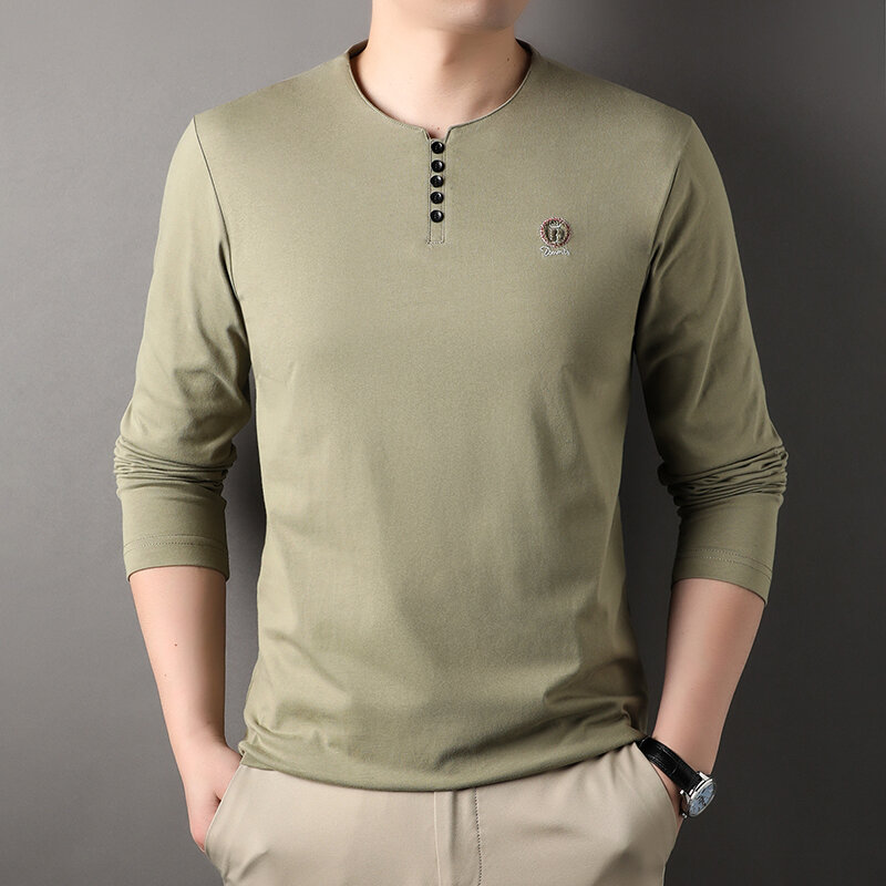 Новая весенняя Мужская однотонная мягкая и удобная нижняя рубашка модный универсальный пуловер