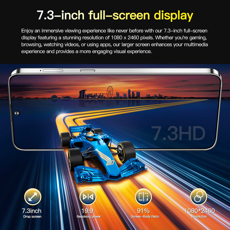 Оригинальный смартфон 5G Pova 5, HD экран 7,3 дюйма, 16 ГБ + 1 ТБ, 8800 мАч, 72 Мп + Мп, Android 13, OTG, Celulare, две Sim-карты, распознавание лица, разблокирован