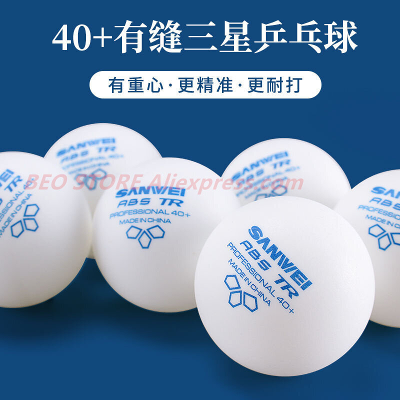 100ลูกลูกปิงปอง SANWEI 3-Star TR วัสดุ ABS พลาสติก Professional 40 + การฝึกอบรม SANWEI Ping ลูกปิงปอง